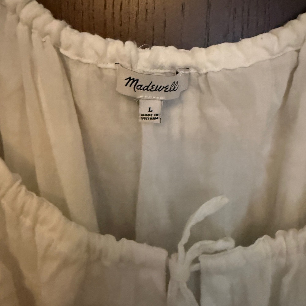 Madewell Sophia White Seersucker Smocked Midi Dress - Picture 3 of 5